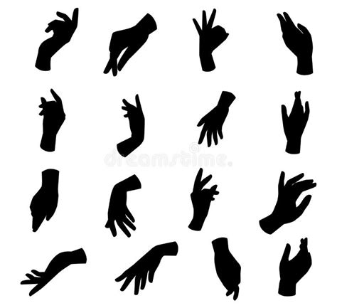 Collection Of Hand Set Isolated Flat Silhouettes Vector Stock