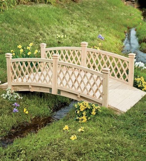 4l Wooden Garden Foot Bridge With Latticework Sides Plowhearth