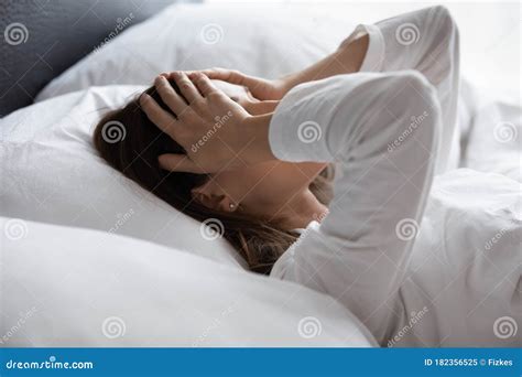 Woman Woke Up Feels Tired By Not Enough Of Sleep Stock Image Image Of