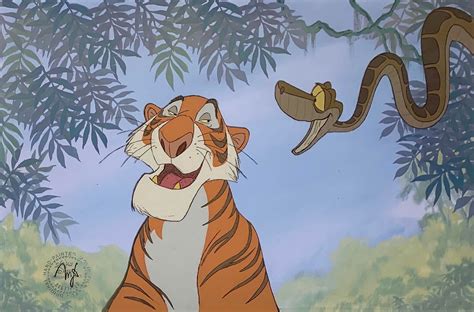 Original Hand Painted Production Animation Cels Of Shere Khan And Kaa