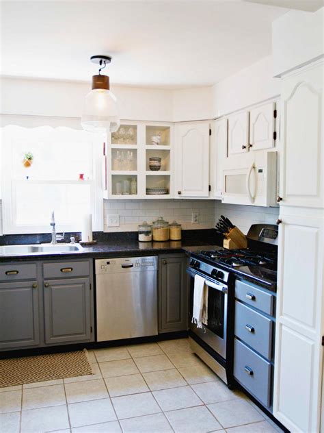 How yellow or blue they are) but chantilly lace is the brighter white of the two. White Kitchen With Gray Lower Cabinets | HGTV