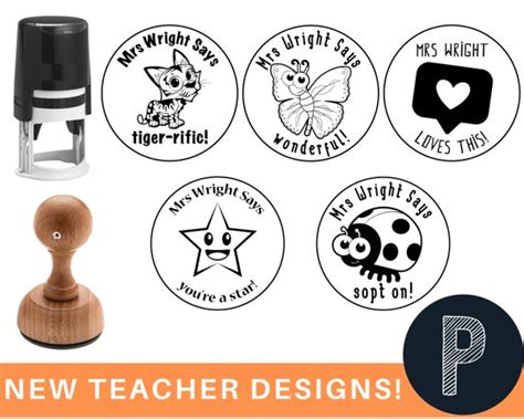 Personalized Teacher Stamp Classroom Stamps Homework Grading Etsy