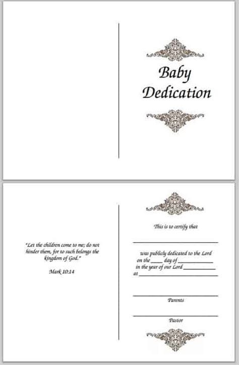 Printable Baby Dedication Certificates