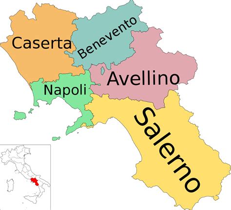 Mario pezza writes that new provinces appear on maps as of the date of the law creating them, but only become active when their first provincial council is elected. File:Map of region of Campania, Italy, with provinces-it ...