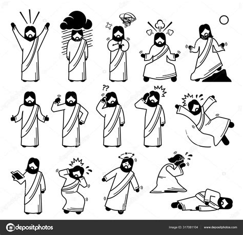Jesus Christ Emotions Feelings Expressions Actions Icons Pictogram