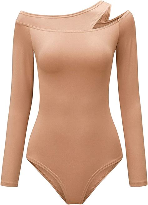 winying Femme Body Slim Chic Tee Shirt Moulant Haut Sexy Combinaison Une épaule Bodysuit Manche