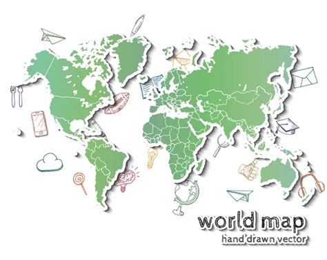 Hand Drawn Realistic World Map Stock Vector Image By ©awesomedwarf