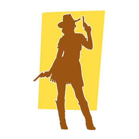silhouette of a slim sexy woman pose in cowgirl or country girl costume carrying pistol hand gun