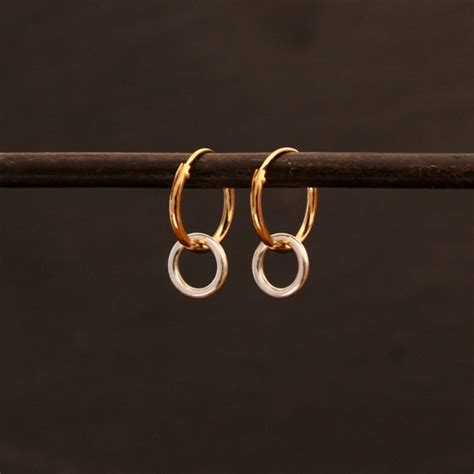 Silver And Gold Hoops Mixed Metals Hoop Earrings Open Circle Etsy