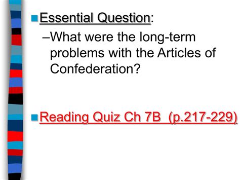 Problems With The Articles Of Confederation And Calls For The