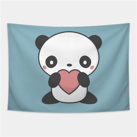 Kawaii Cute Panda With A Heart T Shirt Panda Tapestry Teepublic