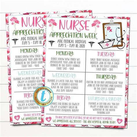 Nurse Appreciation Week Itinerary Thank You Healthcare Workers Event
