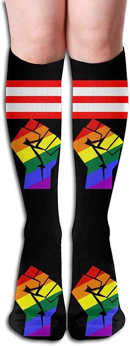 Amazon Com Fist Lgbt Gay Pride Flags Polyester Cotton Over Knee Leg My Xxx Hot Girl