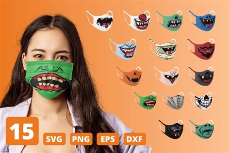 Halloween Face Mask Svg Bundle Funny Mouth Cricut Pattern