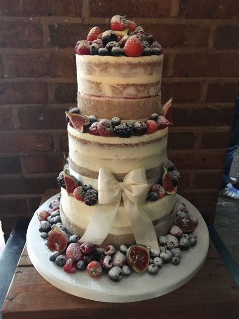 Semi Naked Wedding Cake With Berries And Fruit Mel S Amazing Cakes