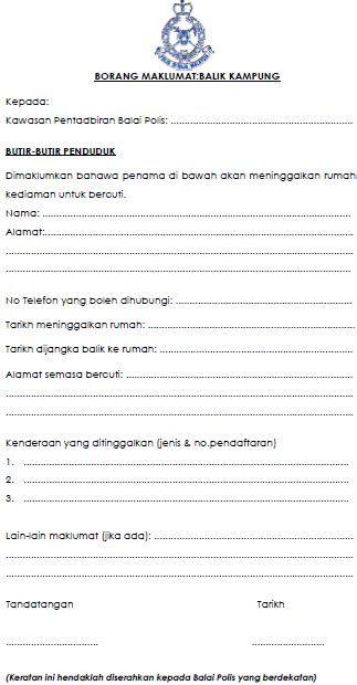 Mengisi borang dengan lengkap dalam dua (2) salinan; PDRM Saran Orang Ramai Isi Borang Balik Kampung ...
