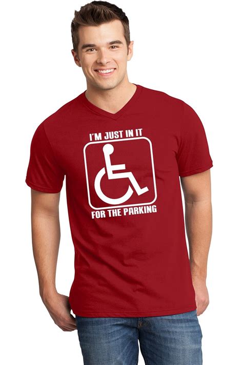 i m just in it for the parking funny mens v neck t shirt handicap wheelchair tee ebay