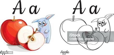 Ilustración De Apple Letra Del Alfabeto Vector A Página Para Colorear Y