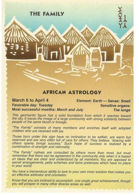 Vintage African Astrology postcard: The Family; from Zodiac Unlimited