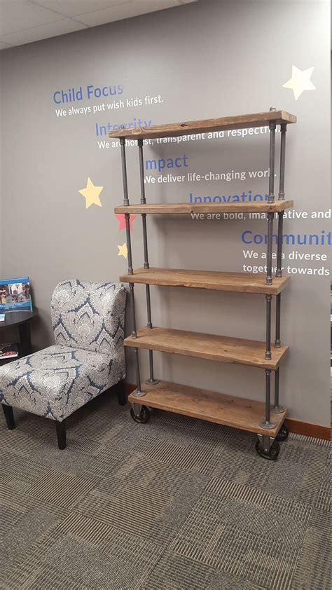 Bookcase With Casters Bookcase On Wheels Rustic Bookcase Etsy