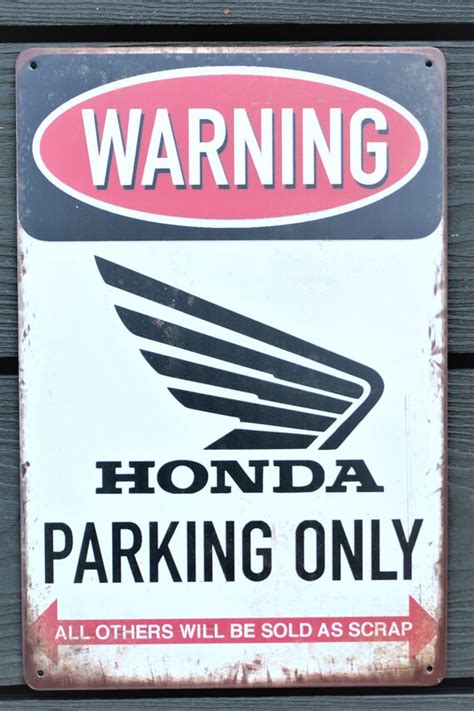 Honda Parking Only Motorcycle Garage Sign Wall Plaque Vintage Etsy