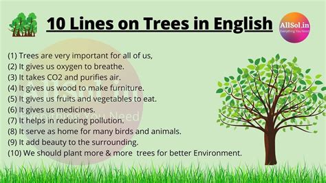 10 Lines On Importance Of Trees In English 10 Lines On Trees Short