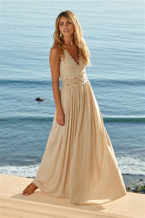 pretty beige maxi dress lace maxi dress plunge neck maxi lulus