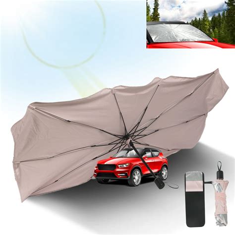 Premium Foldable Car Windshield Sun Shade Umbrella Center Console