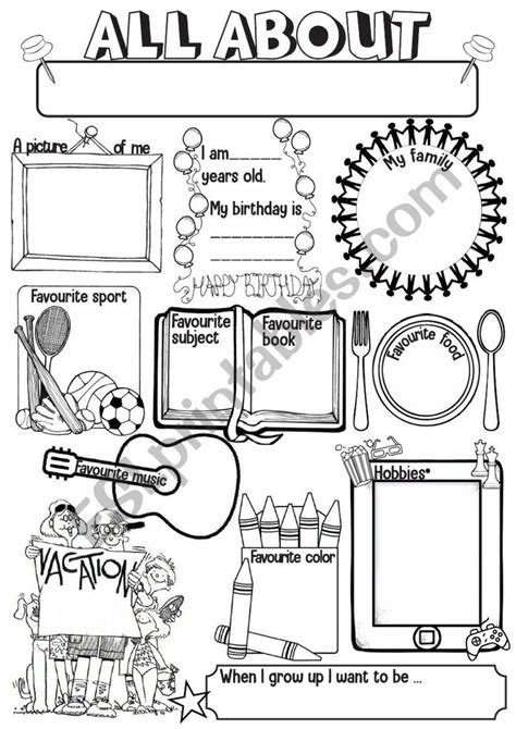 All About Me Esl Worksheet By Gabaso