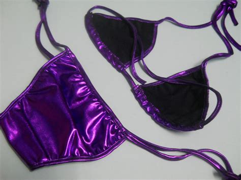 Fashion Care 2u S228 4 Sexy Metallic Purple Bra Swimwear Bikini 2pcs Set
