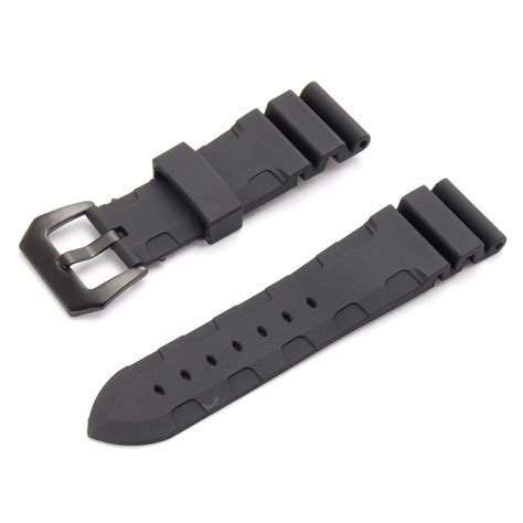 24mm Rubber Black Watch Band Strap For Panerai Sub Watch Replacement