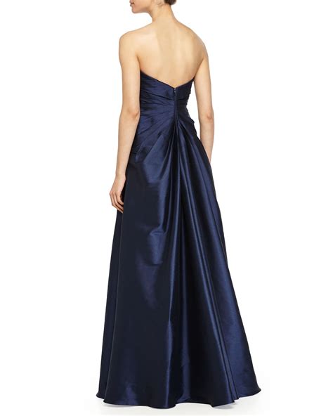 Lyst Ml Monique Lhuillier Strapless Sweetheart Draped Ball Gown In Blue