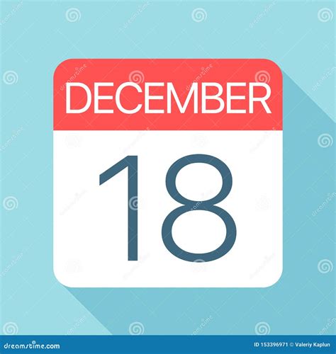 December 18 Calendar Icon Vector Illustration Of One Day Of Month