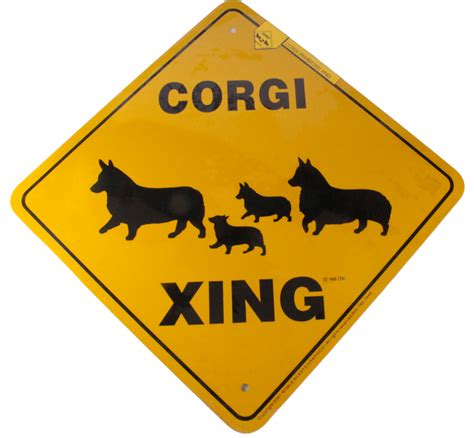 Corgi Dog Aluminum Xing Sign Crossing Big Black Horse Llc
