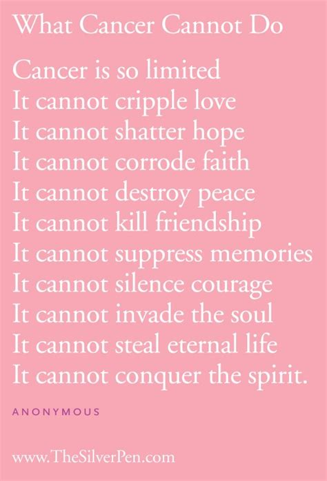 Get inspired with the what cancer cannot do poem which helped encourage our headcovers founder during her battle with cancer 25 years ago. Cry Laugh Heal: The Anti-Cancer Zone