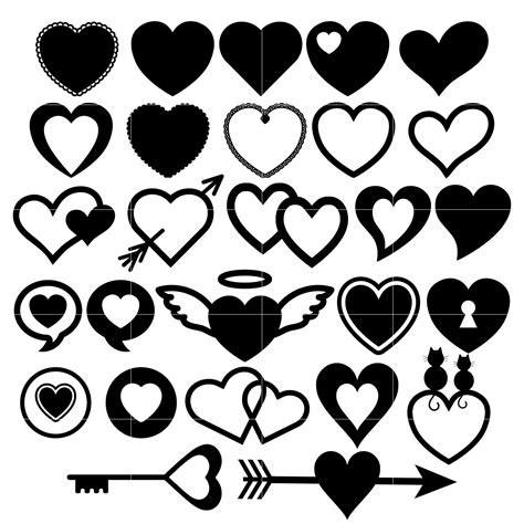 Heart Silhouette Heart Png Heart Svg Template For Cutting