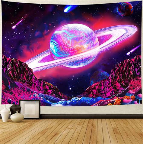 Galaxy Tapestry Space Tapestry Trippy Planet Tapestry Etsy Uk
