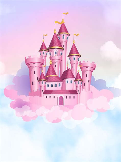 2021 Cartoon Castle Banner Vinyl Photography Backdrops Sky And Clouds