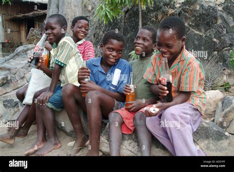 Africa Malawi Likoma Island Local Boys From Mbungo Village Enjoying A