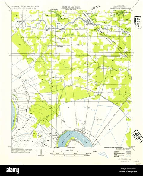 Usgs Topo Map Louisiana La Gonzales 333795 1954 31680 Restoration Stock