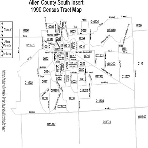 Stats Indiana 1990 Census Tract Maps For Allen County