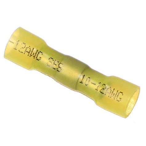 Nef Crimp And Solder Butt Connector 12 10 Gauge Yellow Heat Shrink