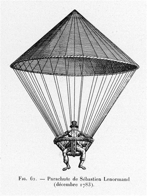 Parachute Successfully Demonstrated Drawing By Mary Evans Picture Library