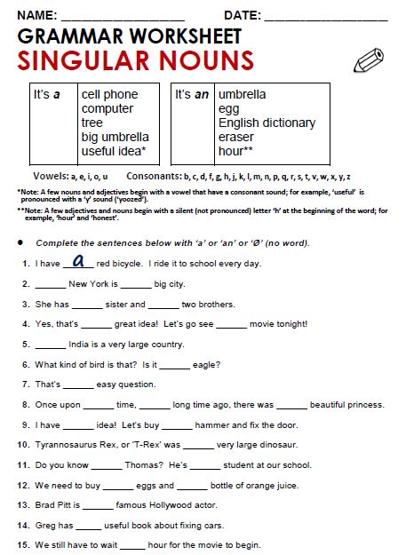 Plural Nouns Worksheets For Grade K Learning Writing Irregular