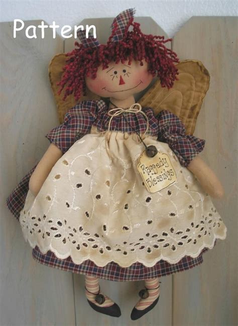 Pdf E Pattern 13 Raggedy Ann Angel Primitive Folk Art Annie Cloth Doll
