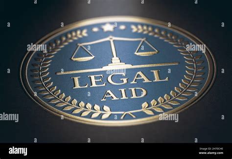 Legal Aid Written With Golden Letters Over Blue And Black Background Law Concept 3d