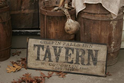 Personalized Early Antique Reproduction Primitive Wooden Tavern Sign