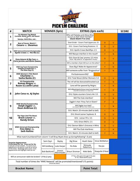 Created This Summerslam Pickem Challenge Bracketenjoy R