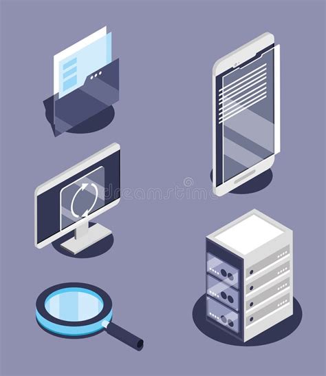 Digital Solutions Technology Icons Stock Vector Illustration Of