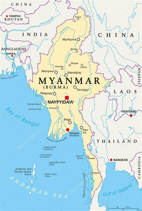 Myanmar Burma Political Map Stock Vector Image By Furian